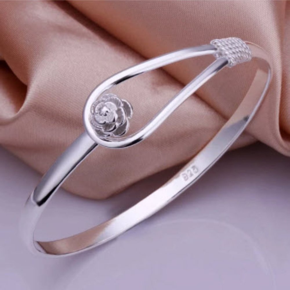 Silver Plated Rose-Flower Bracelet